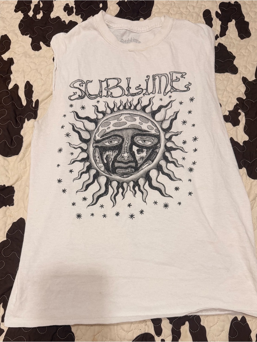 Sublime White Graphic Sun Muscle Tank - Women